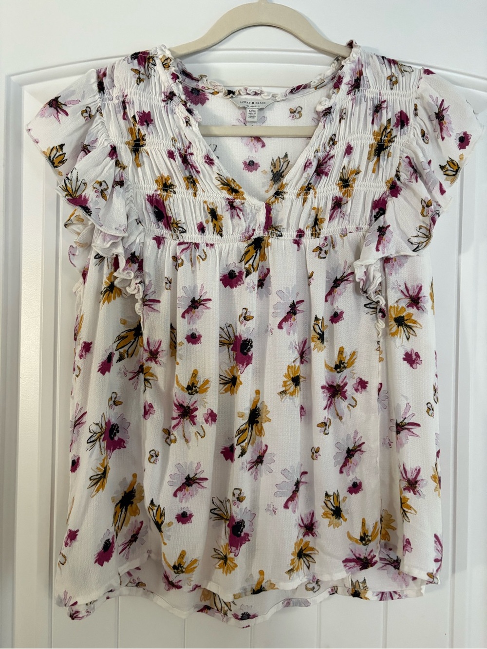 Lucky Brand floral blouse size medium
